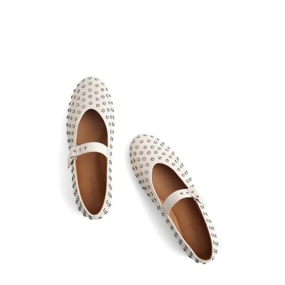 Madewell Women's The Remy Crystal Mary Jane Flat Round Toe Ecru Size 8 - Picture 2 of 11